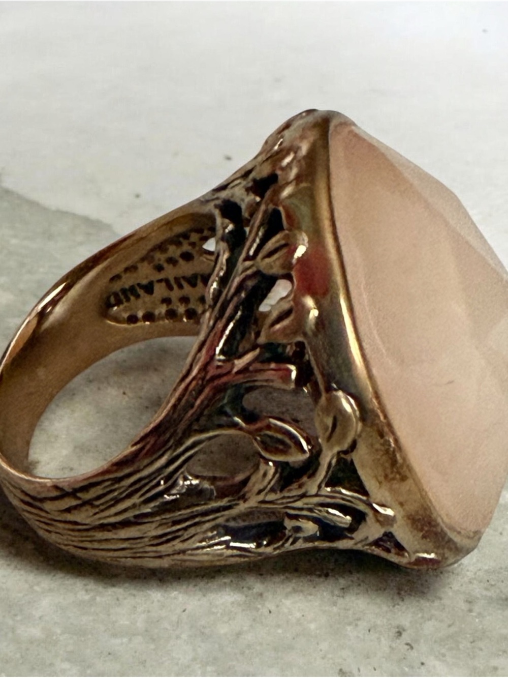 Studio Barse Gold-Tone Ring with Pale Pink Cabochon